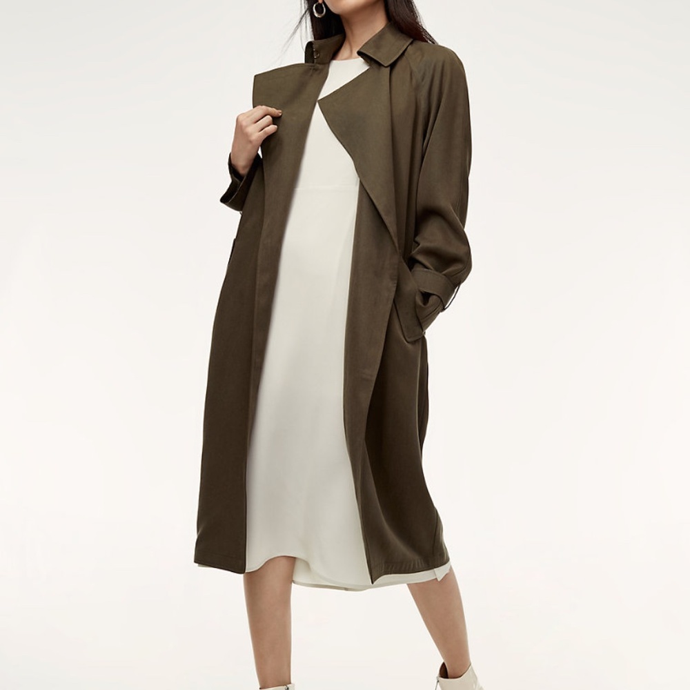 Aritzia Babaton Green Trench Coat XS